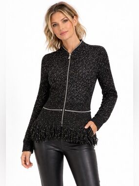 Vintage Alexander McQueen 2000's Wool Cashmere Fringe Cardigan Sweater Size M